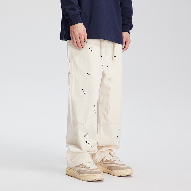 4M27 點點潑墨直筒工裝長褲 兩色