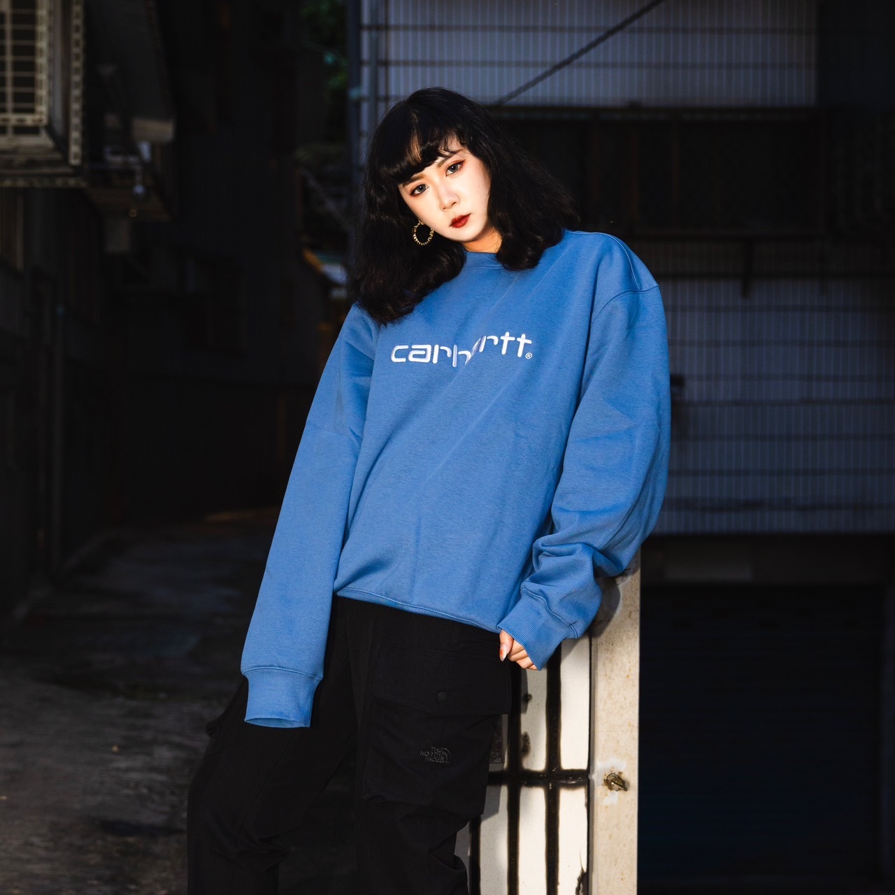 -(E2e04)-CARHARTT WIP LOOSE FIT SCRIPT SWEAT 大字衛衣 鋪棉 藍白-I030546_22H_XX
