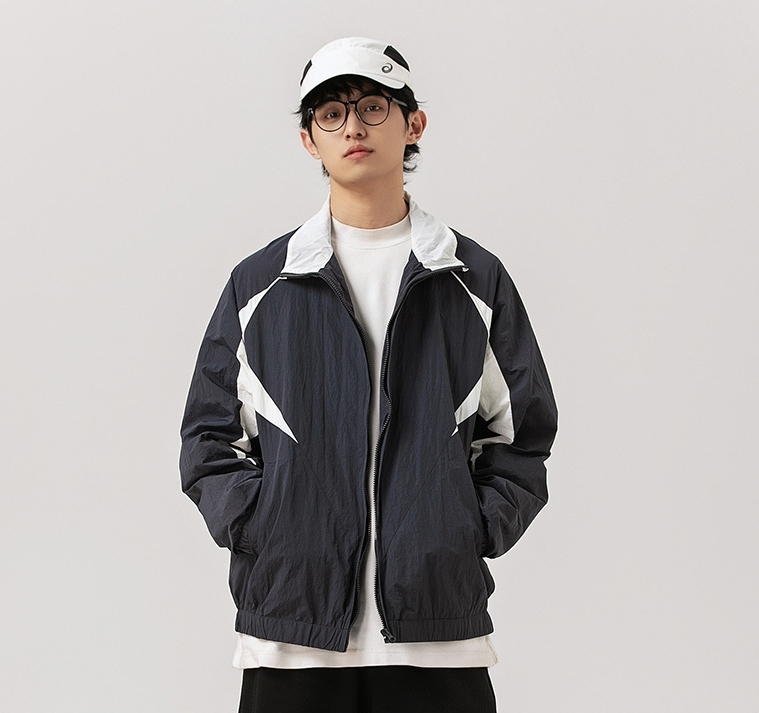 4M02 美式復古感拼接立領外套 兩色