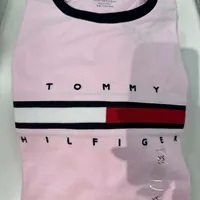[S] TOMMY HILFIGER FLAG STRIPE LOGO T-SHIRT,PINK, 78JA524-680 (STH633)