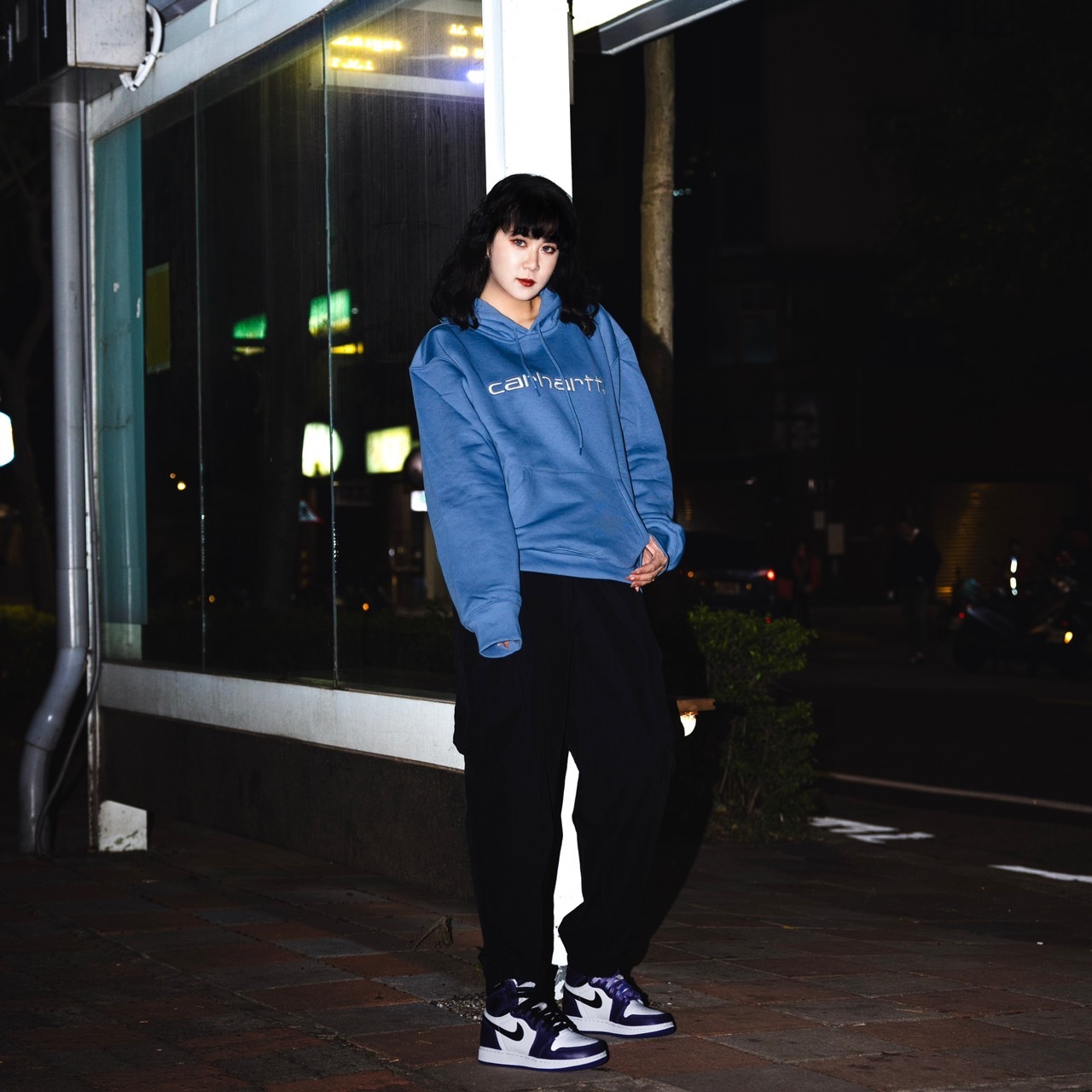 -(E6e02)-CARHARTT WIP HOODED SWEATSHIRT 經典款 大字 刺繡 LOGO 鋪棉 帽T 藍白-I030547_22H_XX