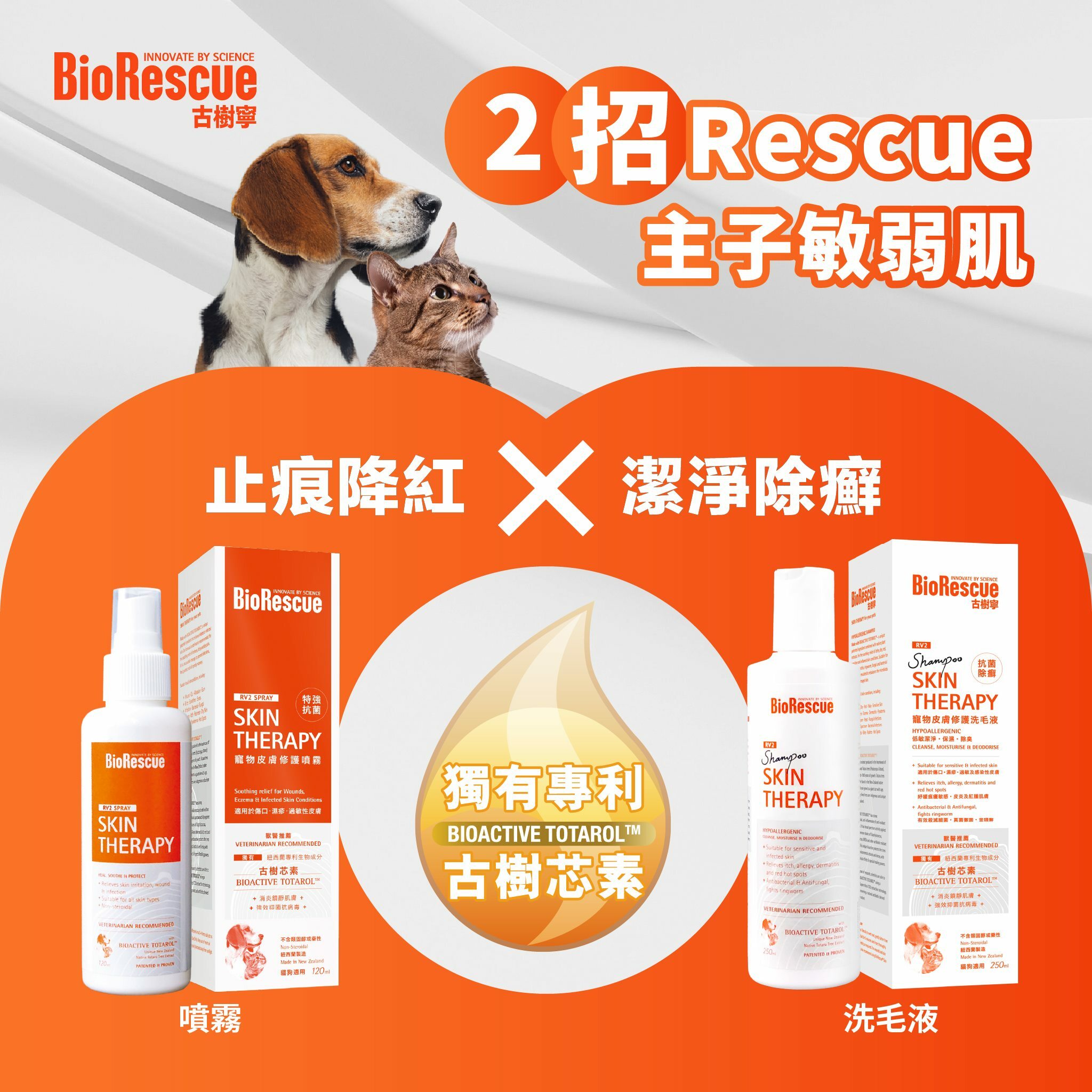 BioRescue®古樹寧RV3寵物皮膚修護洗毛液 250ml (全新升級配方)