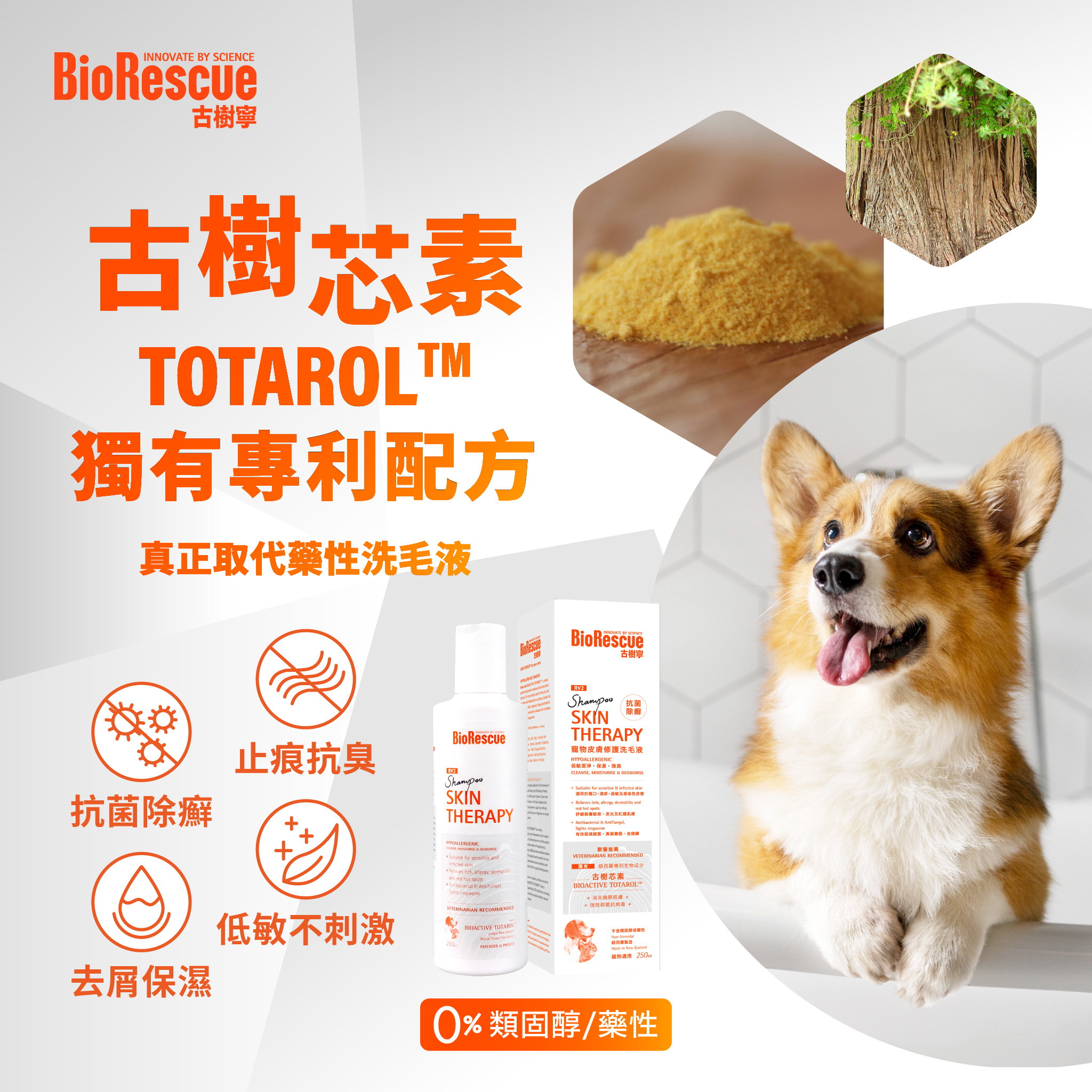 BioRescue®古樹寧RV3寵物皮膚修護洗毛液 250ml (全新升級配方)