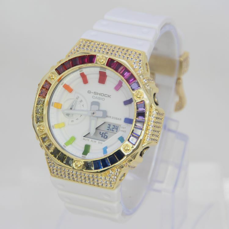 金色 改裝手錶 GA-2100-7A7 - 雙彩虹