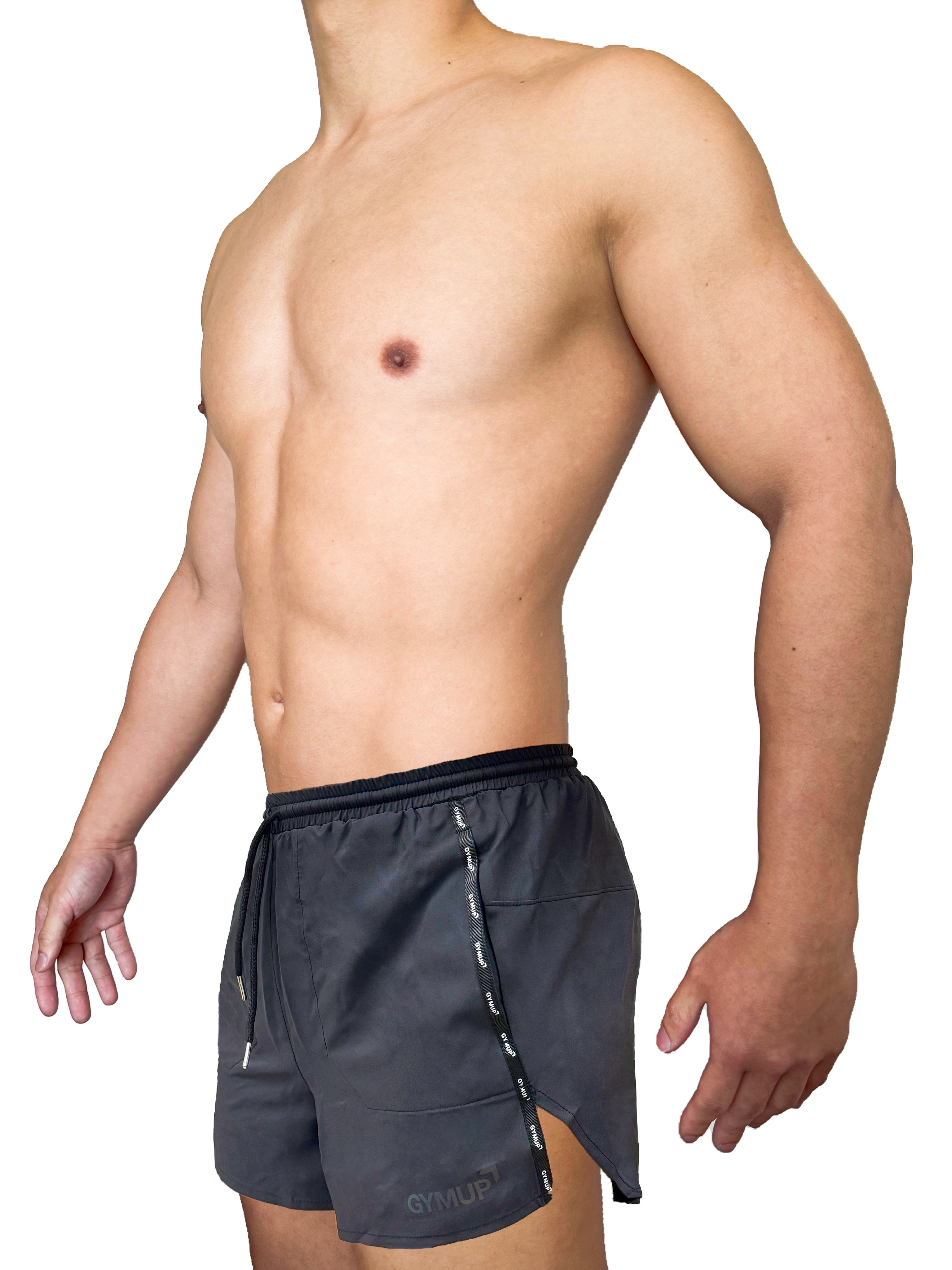 GYMUP 超輕訓練短褲 黑炭灰