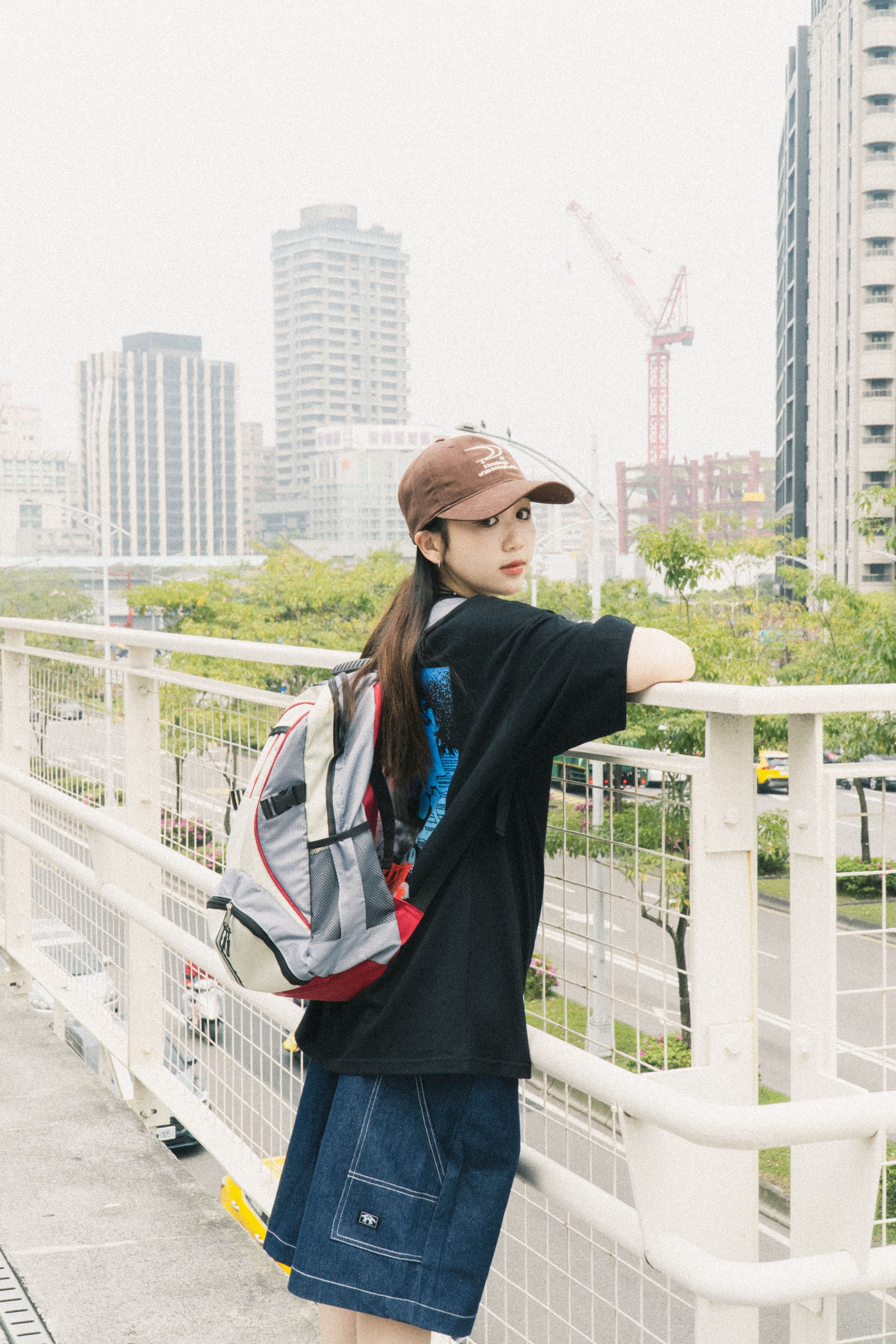 『Always_Good』刺繡 撞色 多夾層 雙肩 後背包