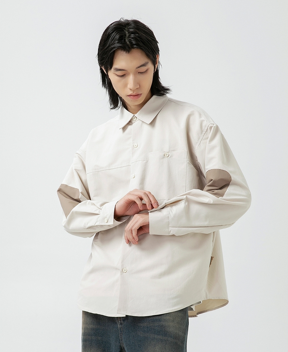 4M20 日系復古感補丁撞色襯衫 三色