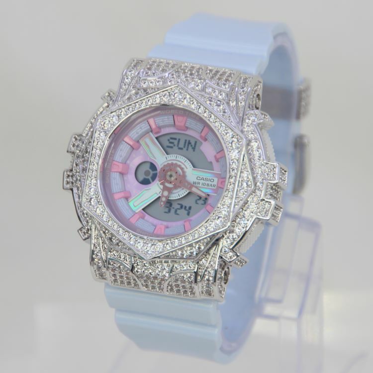 銀色 改裝手錶 BA-110FH-2A - 玫瑰