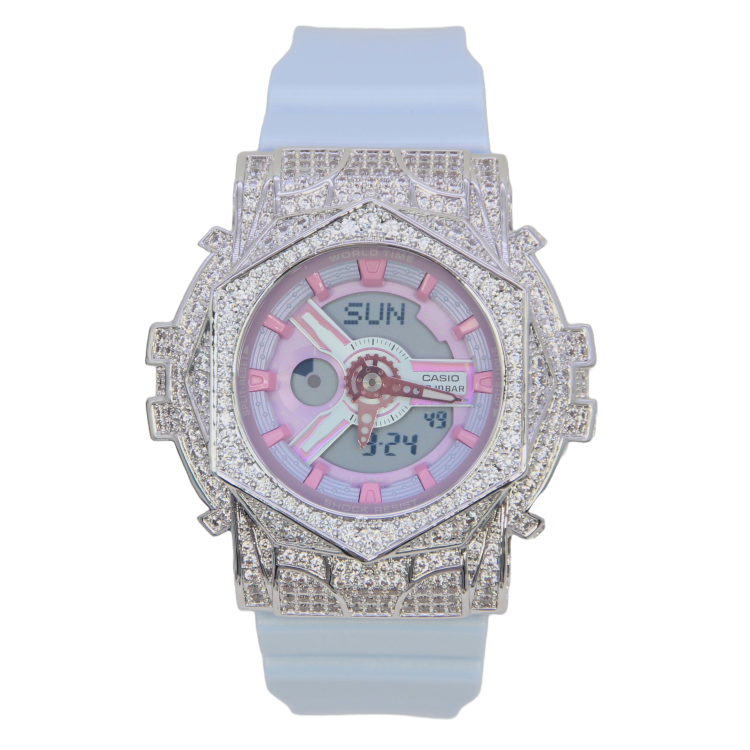 銀色 改裝手錶 BA-110FH-2A - 玫瑰