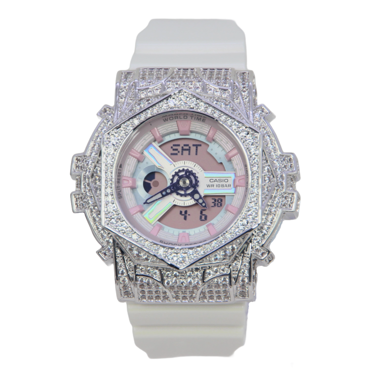 銀色 改裝手錶 BA-110FH-7A - 玫瑰