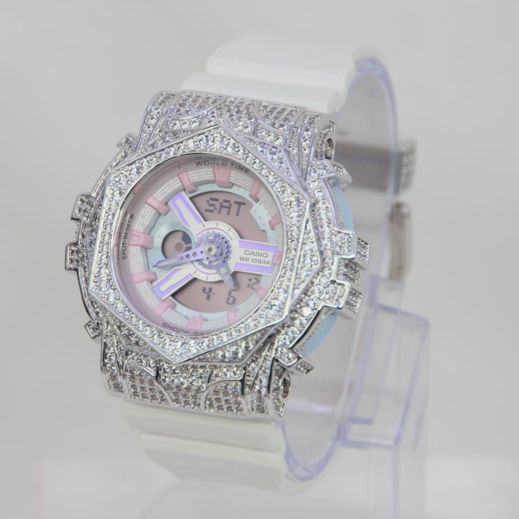 銀色 改裝手錶 BA-110FH-7A - 玫瑰