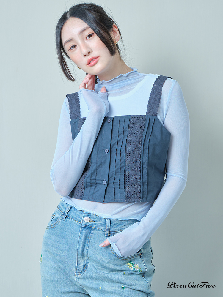 [SALE]花邊排扣吊帶背心 PizzaCutFive PCF242411002