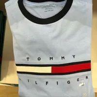 [S] TOMMY HILFIGER FLAG STRIPE LOGO T-SHIRT,LIGHTBLUE, 78JA524-430 (STH651)