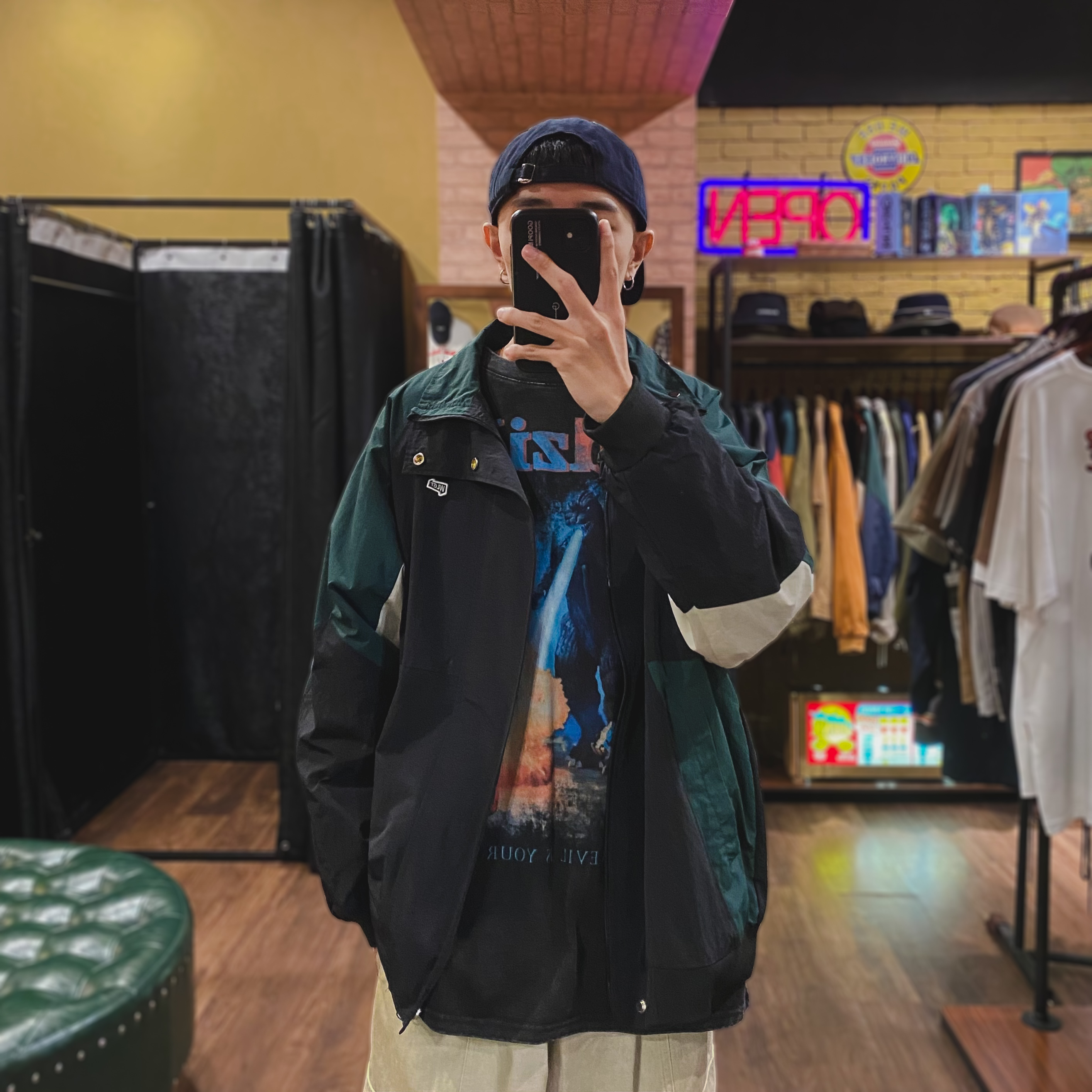 休閒撞色小刺繡外套