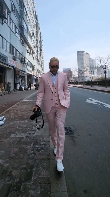 粉色修身款單層西裝外套