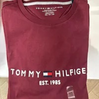 [S] TOMMY HILFIGER EMBROIDERED TOMMY LOGO T-SHIRT,MAROON, 78J6318-602 (STH662)