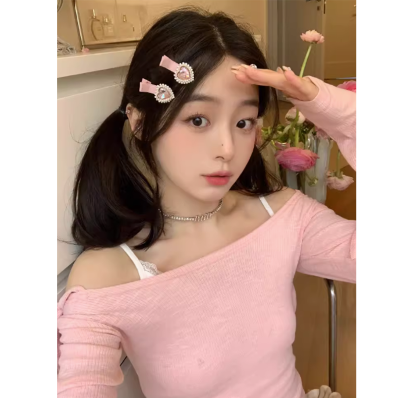 [5 FOR RM10] Girlish Romantic Heart Rhinestone Hair Clip