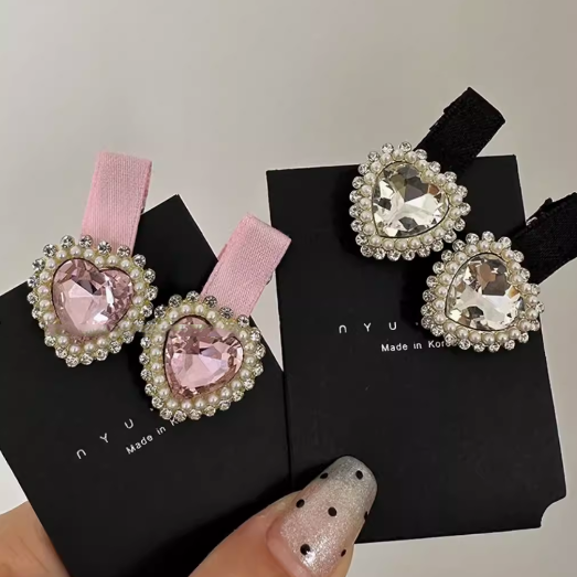 [5 FOR RM10] Girlish Romantic Heart Rhinestone Hair Clip