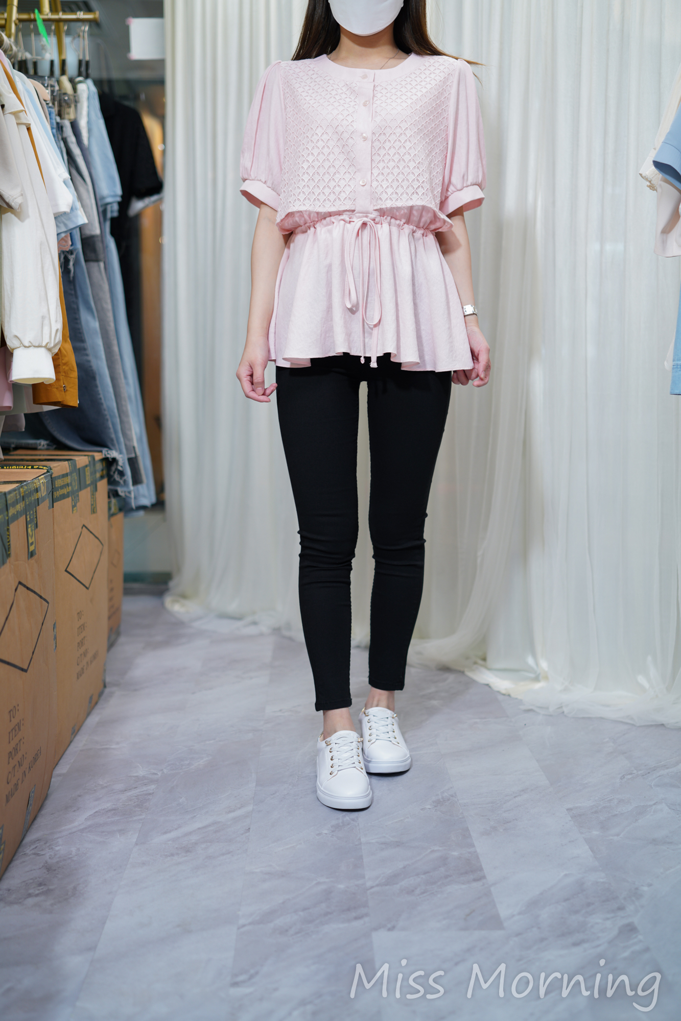 假兩件束腰款上衣(13827)