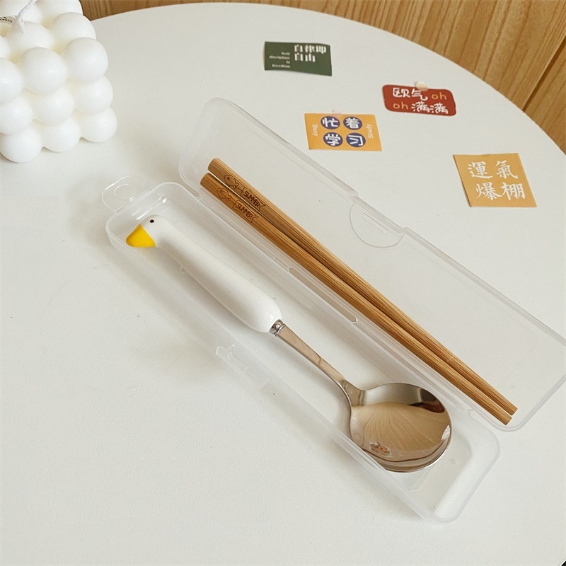 《40781》陶瓷不鏽鋼點鴨鴨餐具