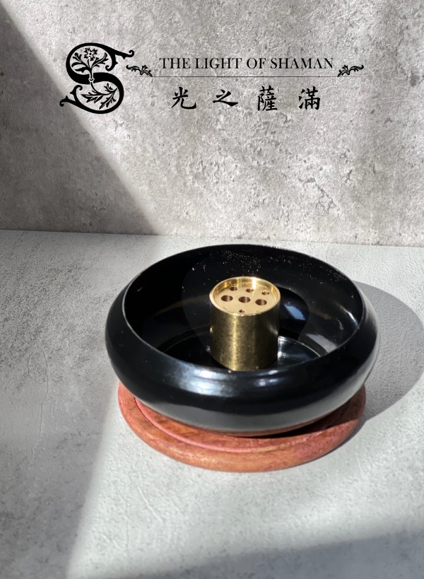 多用途超耐用薄鐵盆含木墊 可燒白鼠尾草香草聖木