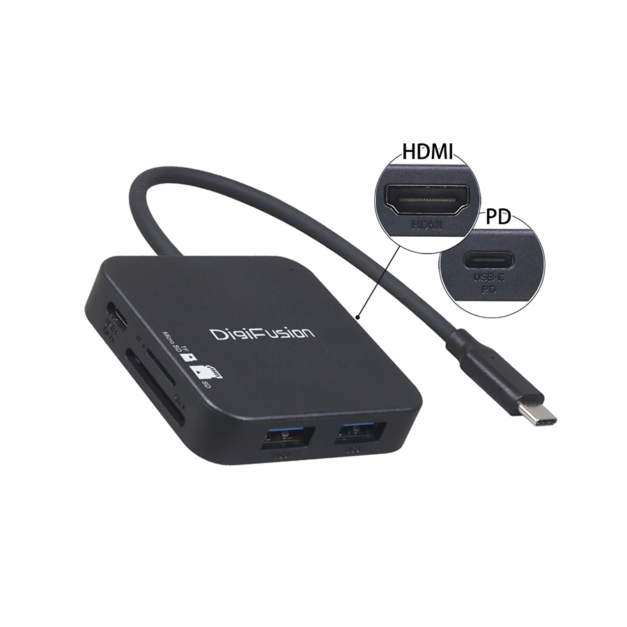 伽利略 Type-C HDMI 4K ＋ U3 HUB + SD/Micro SD 讀卡機 + PD產品型號:CUHR2C
