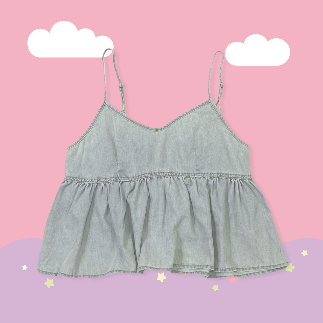 こ♡こ 牛仔細肩短背心