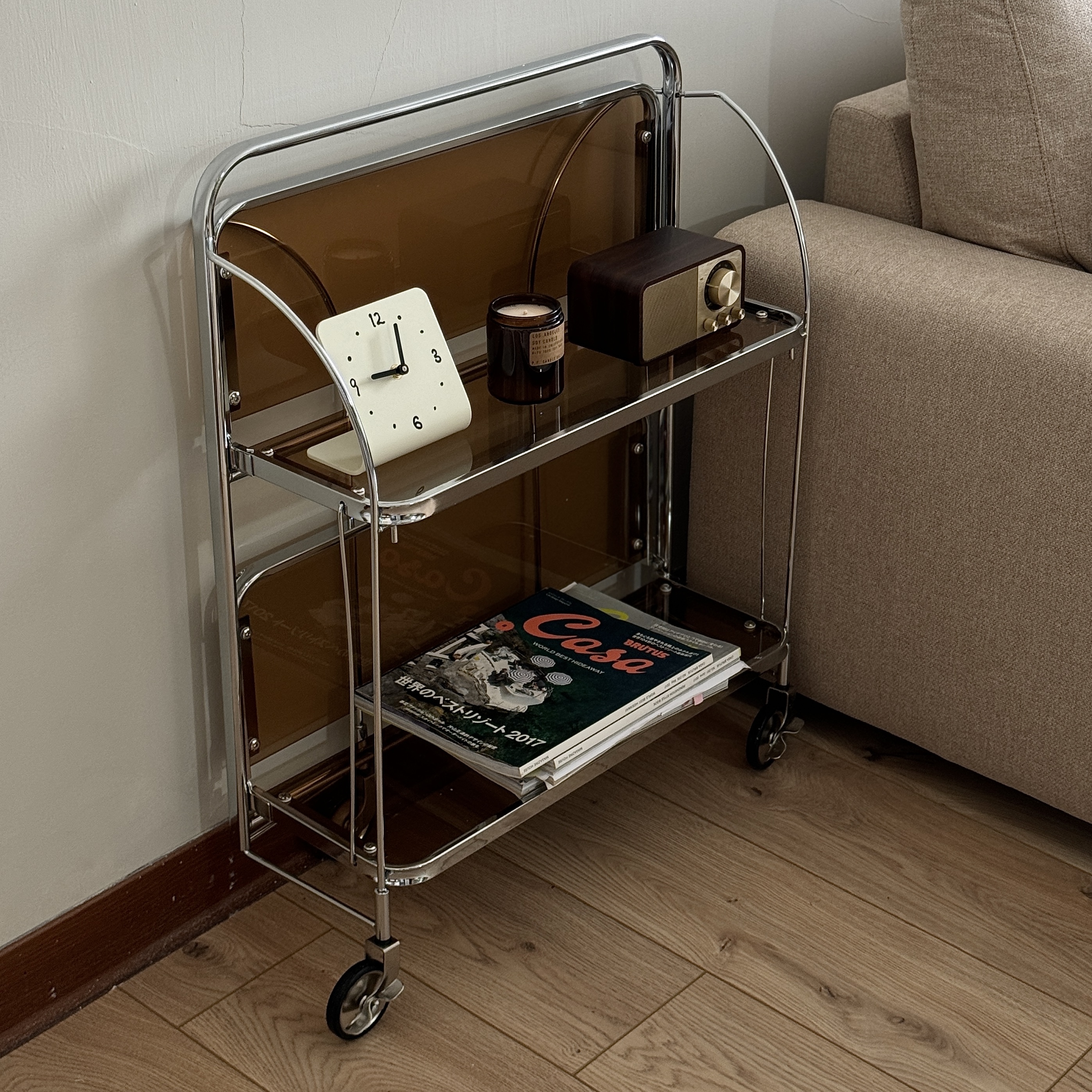 雙層玻璃置物推車