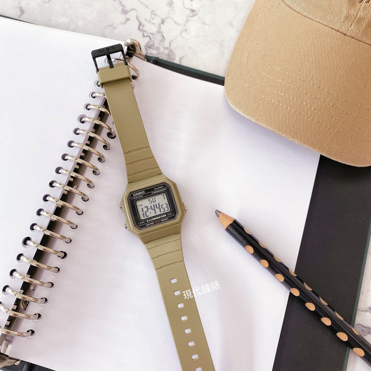 【CASIO 卡西歐】經典休閒方形電子錶 W-217H-5A 41.2mm 現代鐘錶