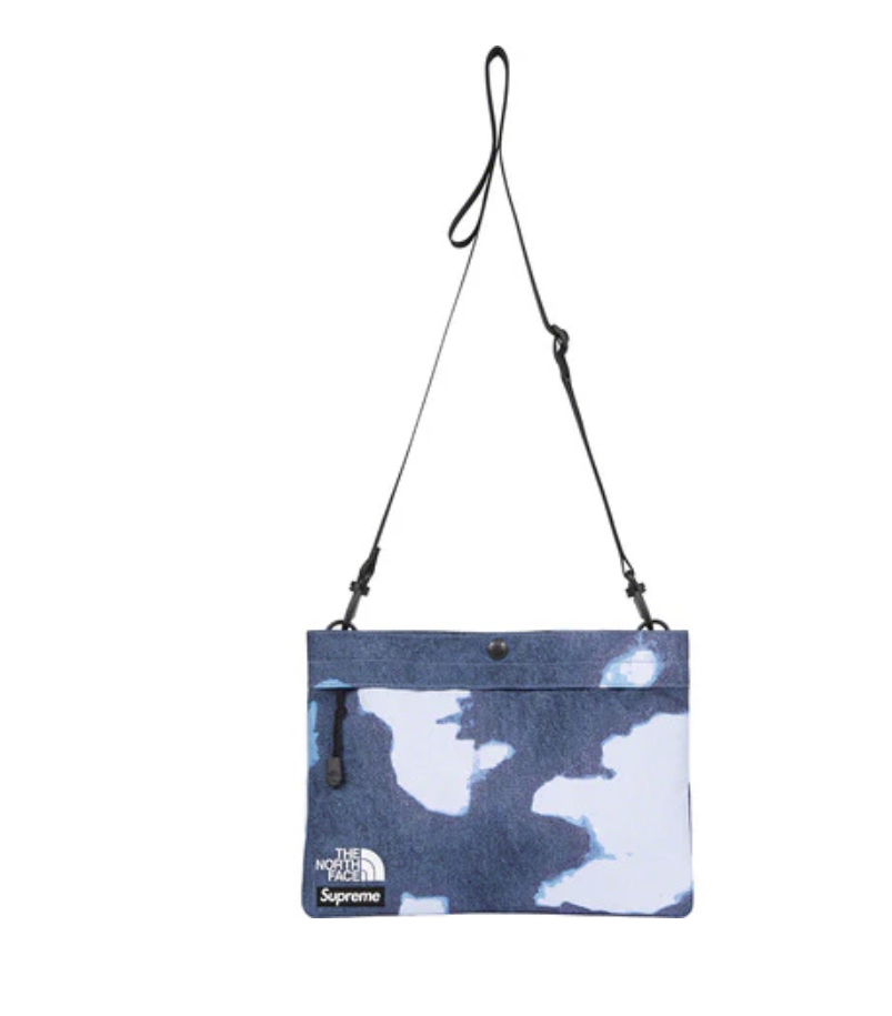 2021AW SUPREME THE NORTH FACE bleached denim print shoulder bag 2.5L 側背包