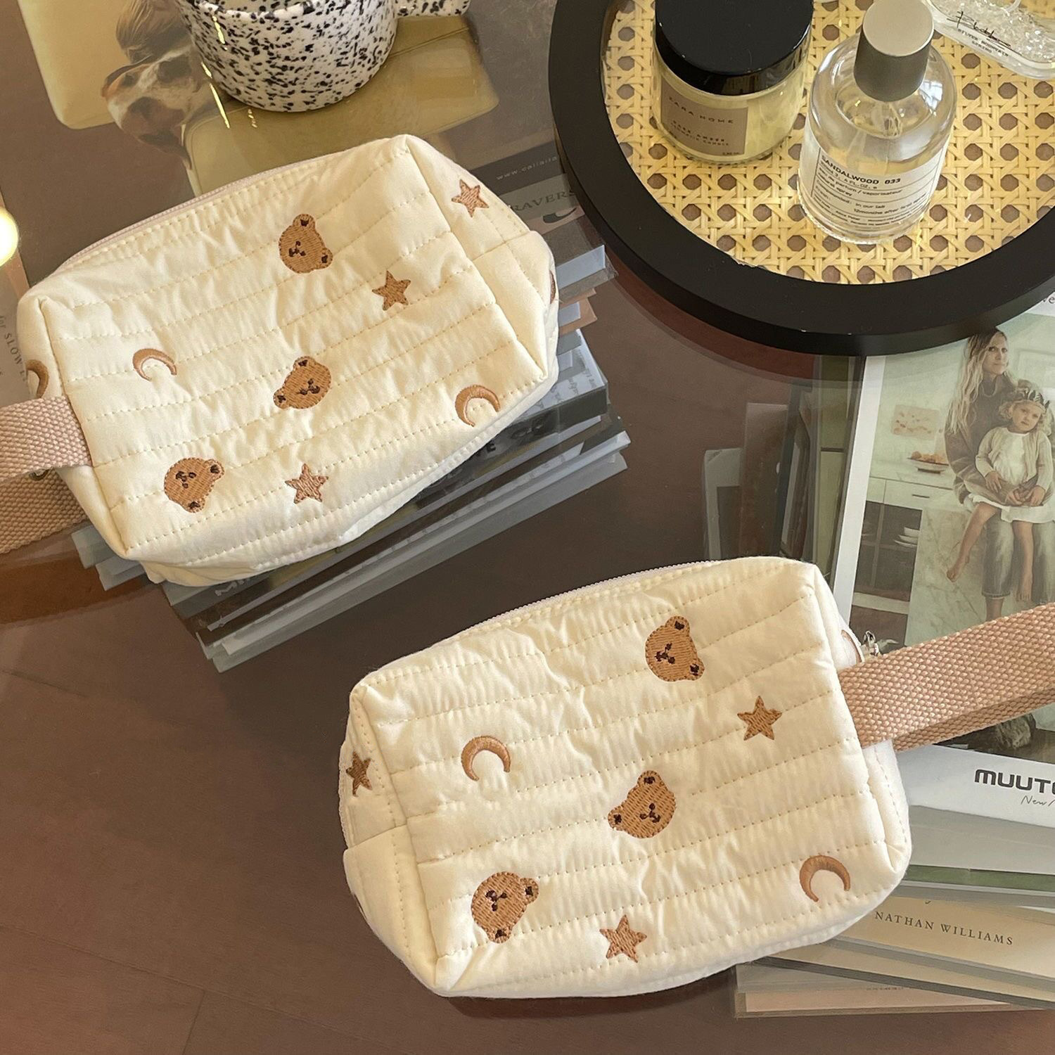 《40788》刺繡熊熊手拿化妝包