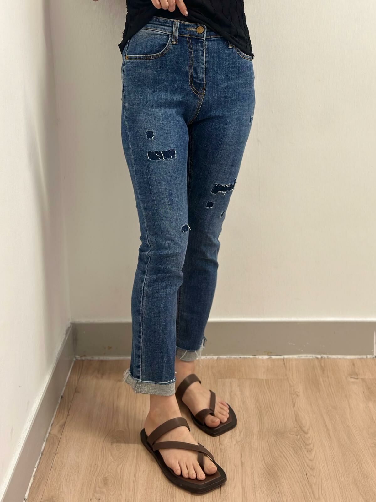 KR 爛爛摺腳牛仔褲