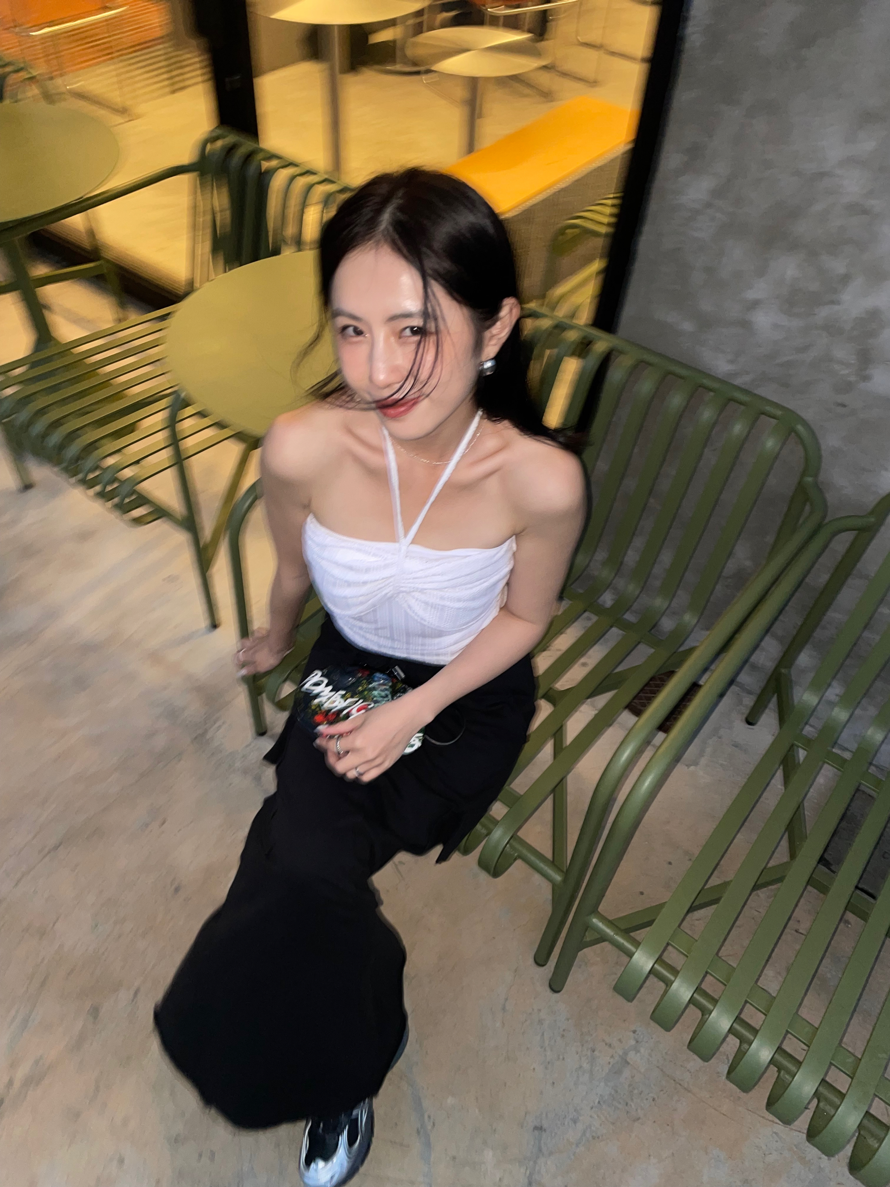 (訂購)  THE BOY IS MINE! 度假風掛頸針織上衣 T0408 (白/黑/綠)