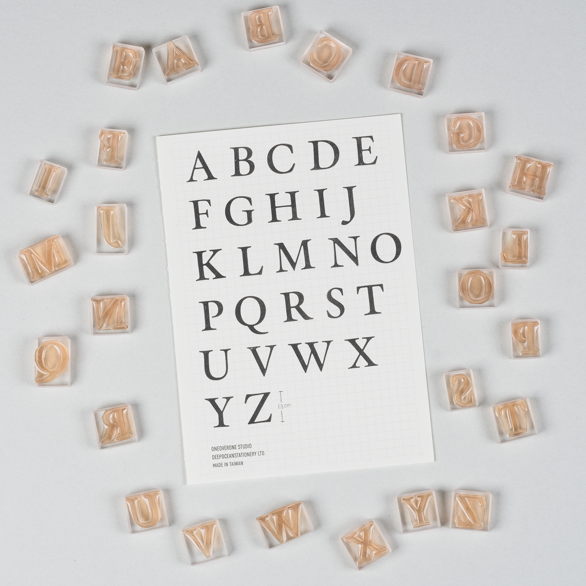 明體英文大寫字母膠版印章/一分之一工作室/臺灣
