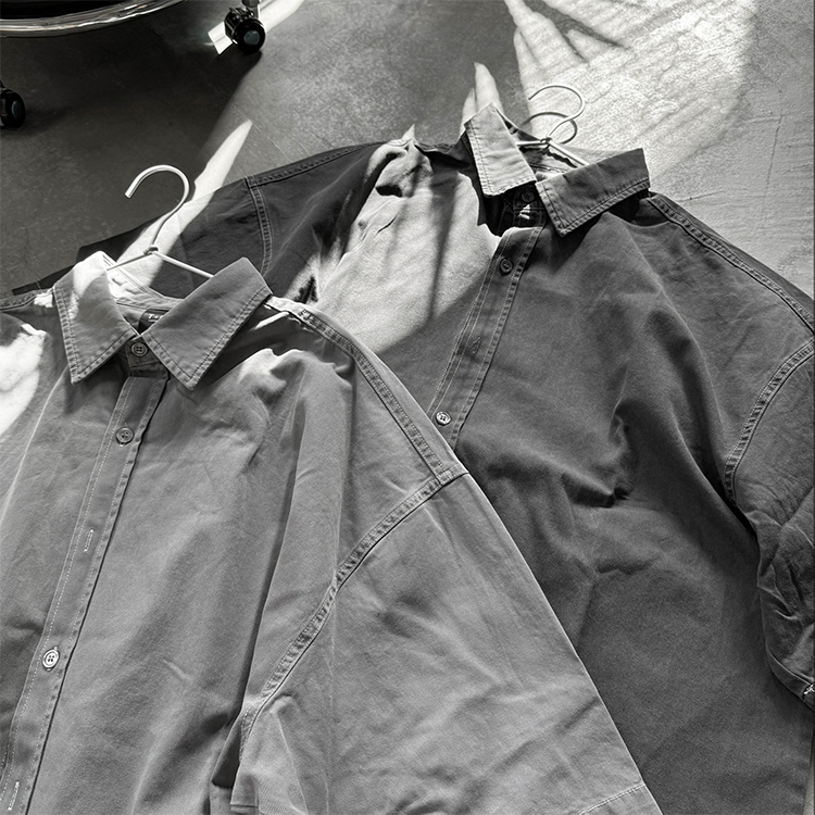 水洗斜紋 短袖襯衫