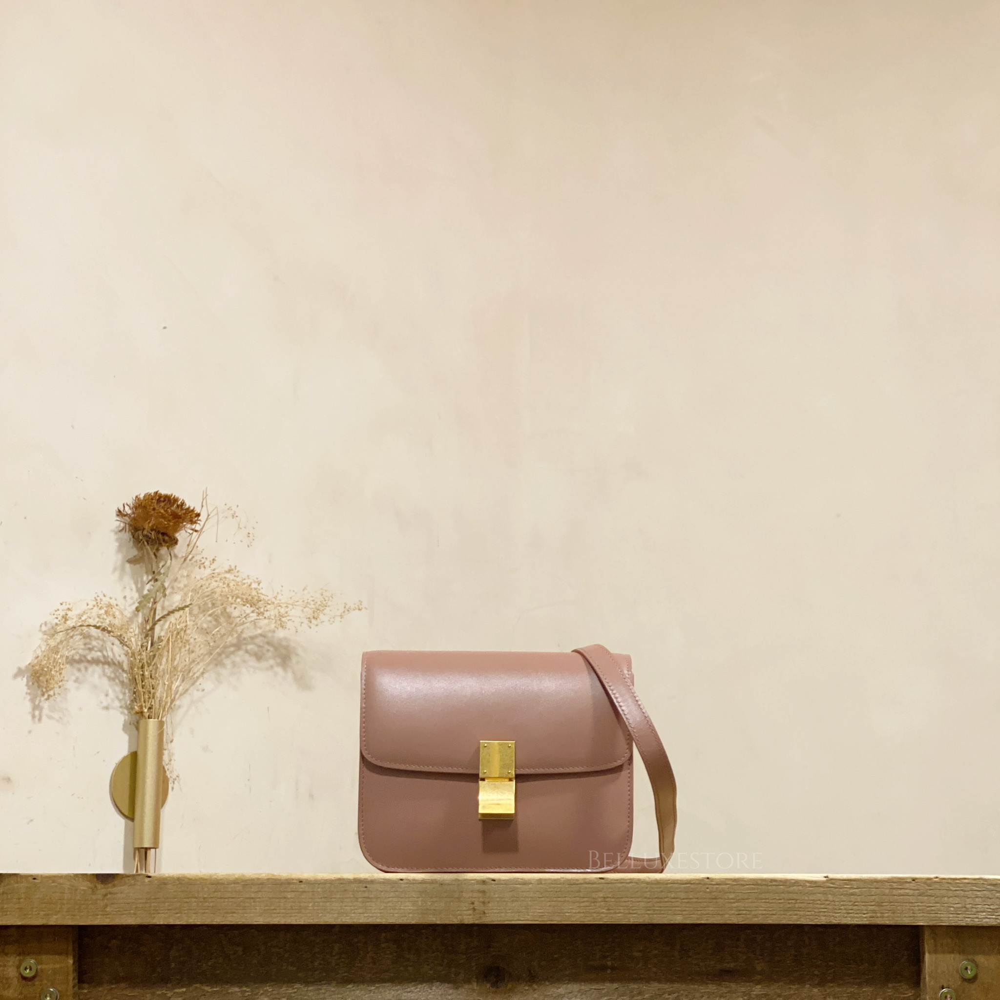 Pre-owned] Celine classic teen box Pink/ gold