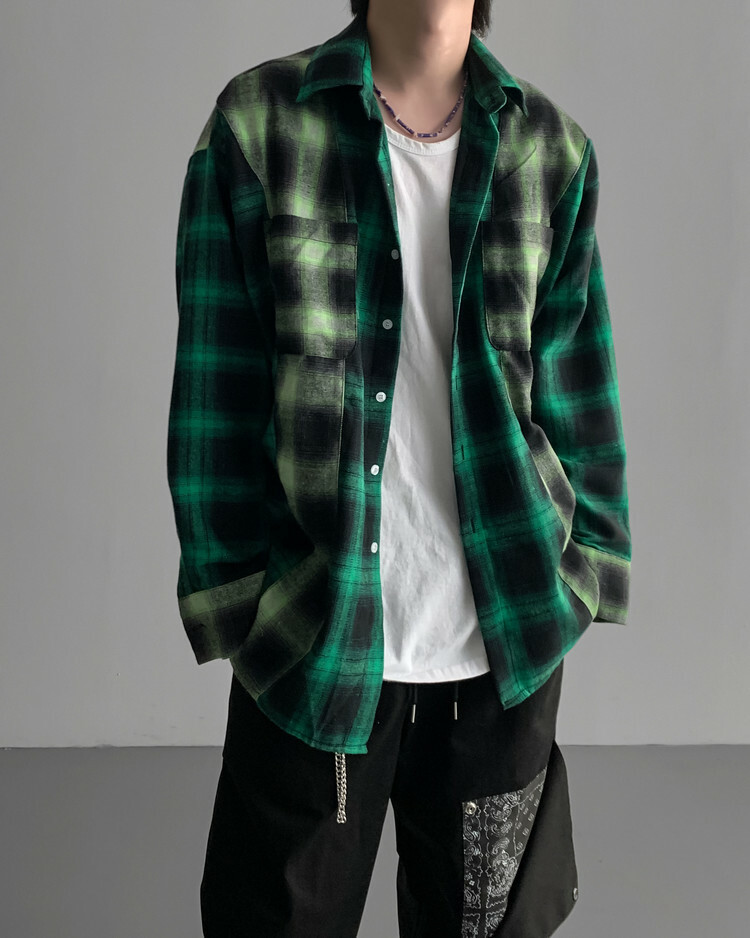 交叉補丁格紋襯衫