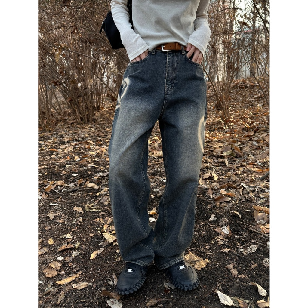 正韓直筒刷舊牛仔褲噴漆愛心新品推薦! SWAY HEART DENIM PT 長褲