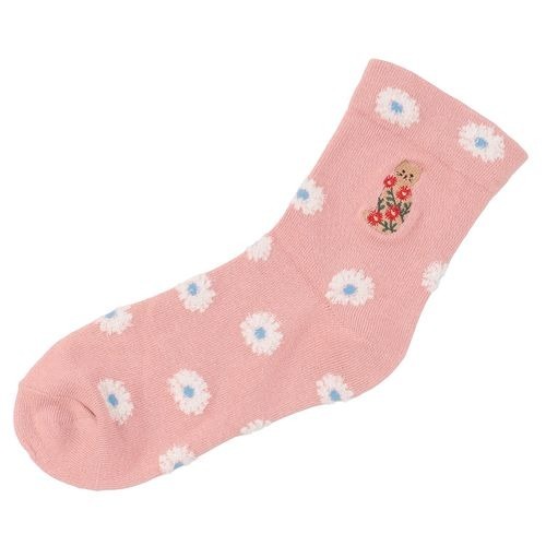 菊花&貓刺繡短襪