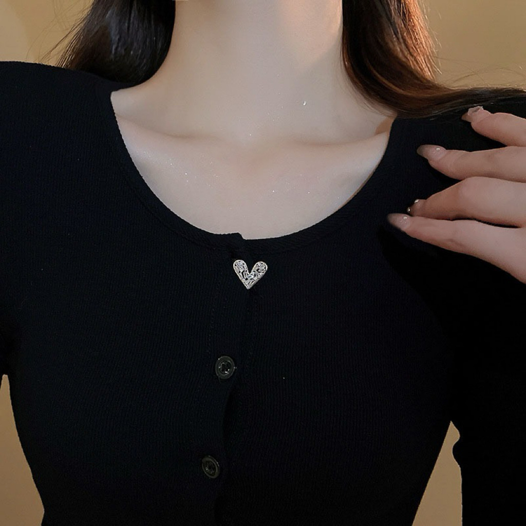 18k mini碎鑽石愛心胸針