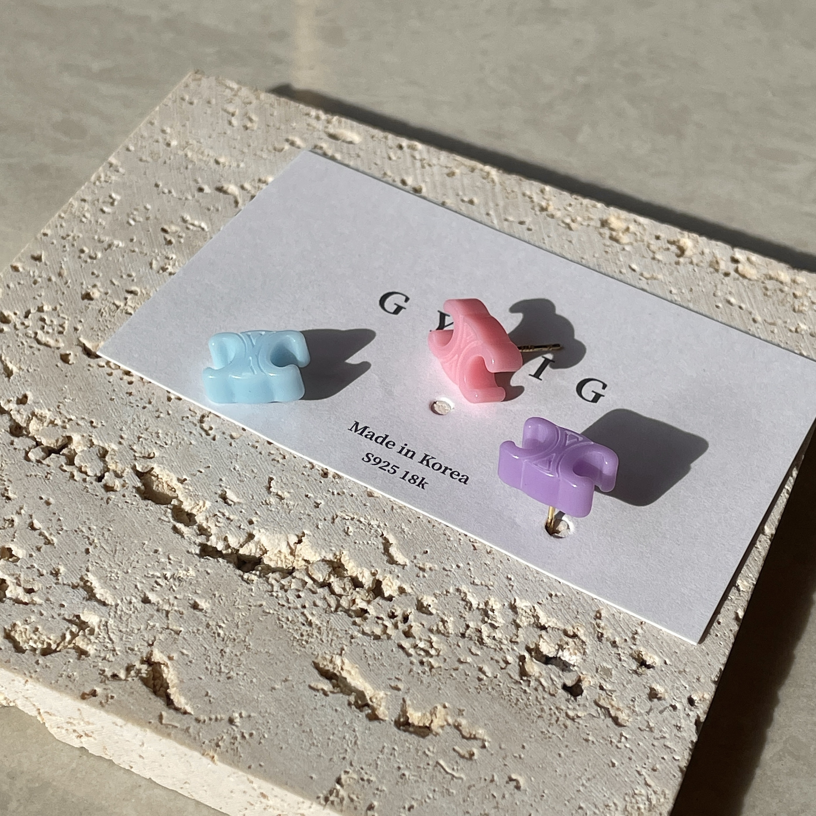 ce凱旋門糖果色 定製小耳釘三色set