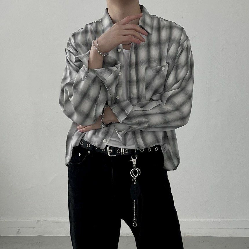 格仔長袖恤衫 Crunky_youth-033S