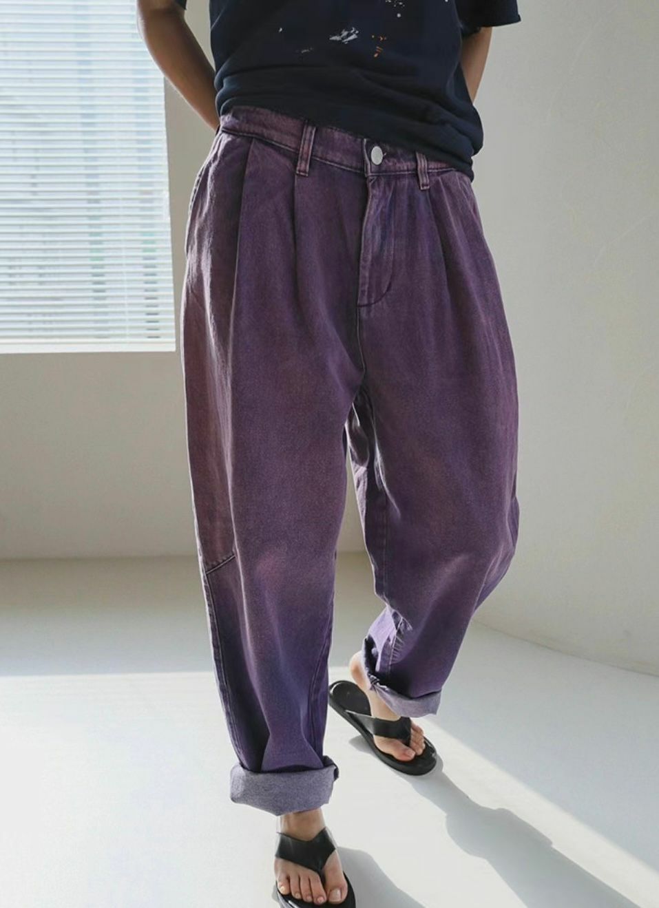 洗水淨色鬆身褲 P2762