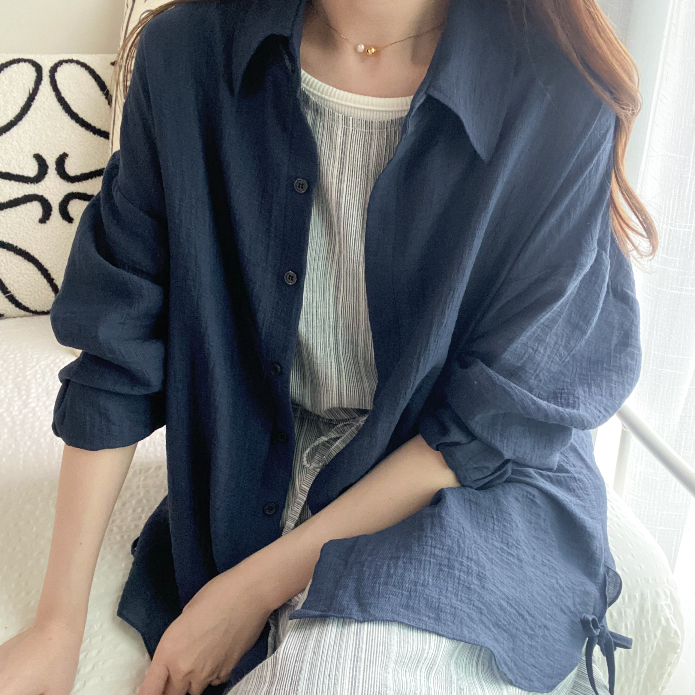 <自家設計系列>系帶半透恤衫