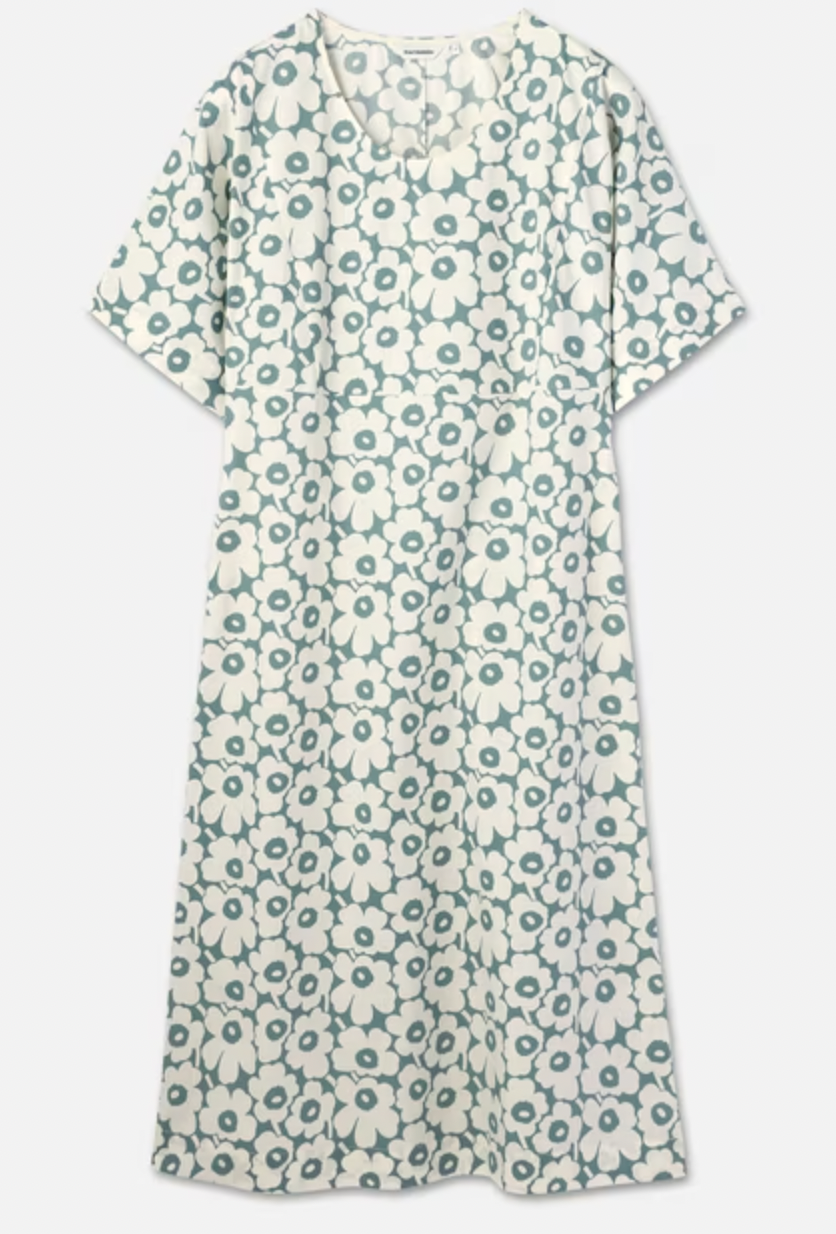 代購現貨 | Mariekko 湖水綠色小花圓領連身裙 | Engraving Poppy Cotton Poplin Dress