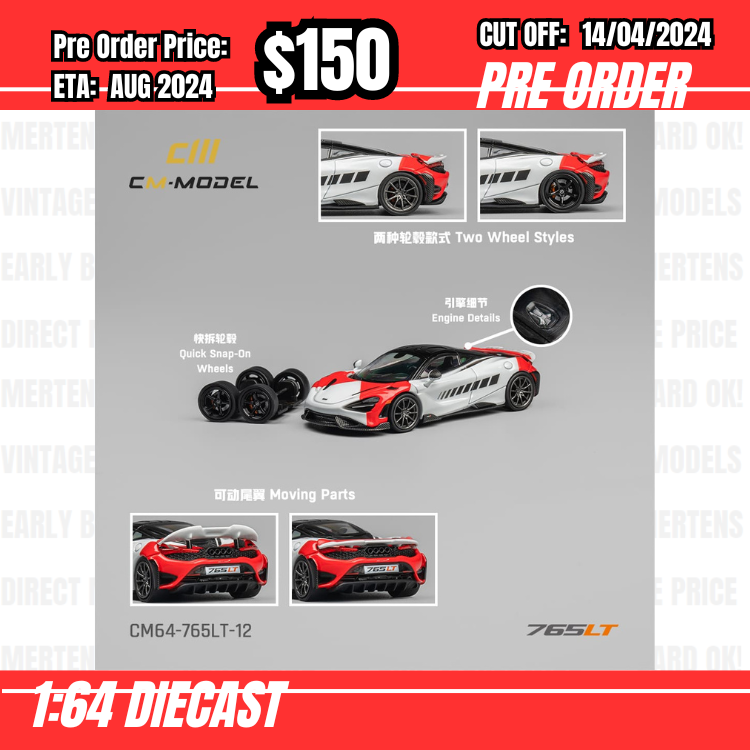 RS-$150 * CM Model * 1:64 McLaren 765LT Grey Red [OD08/04]