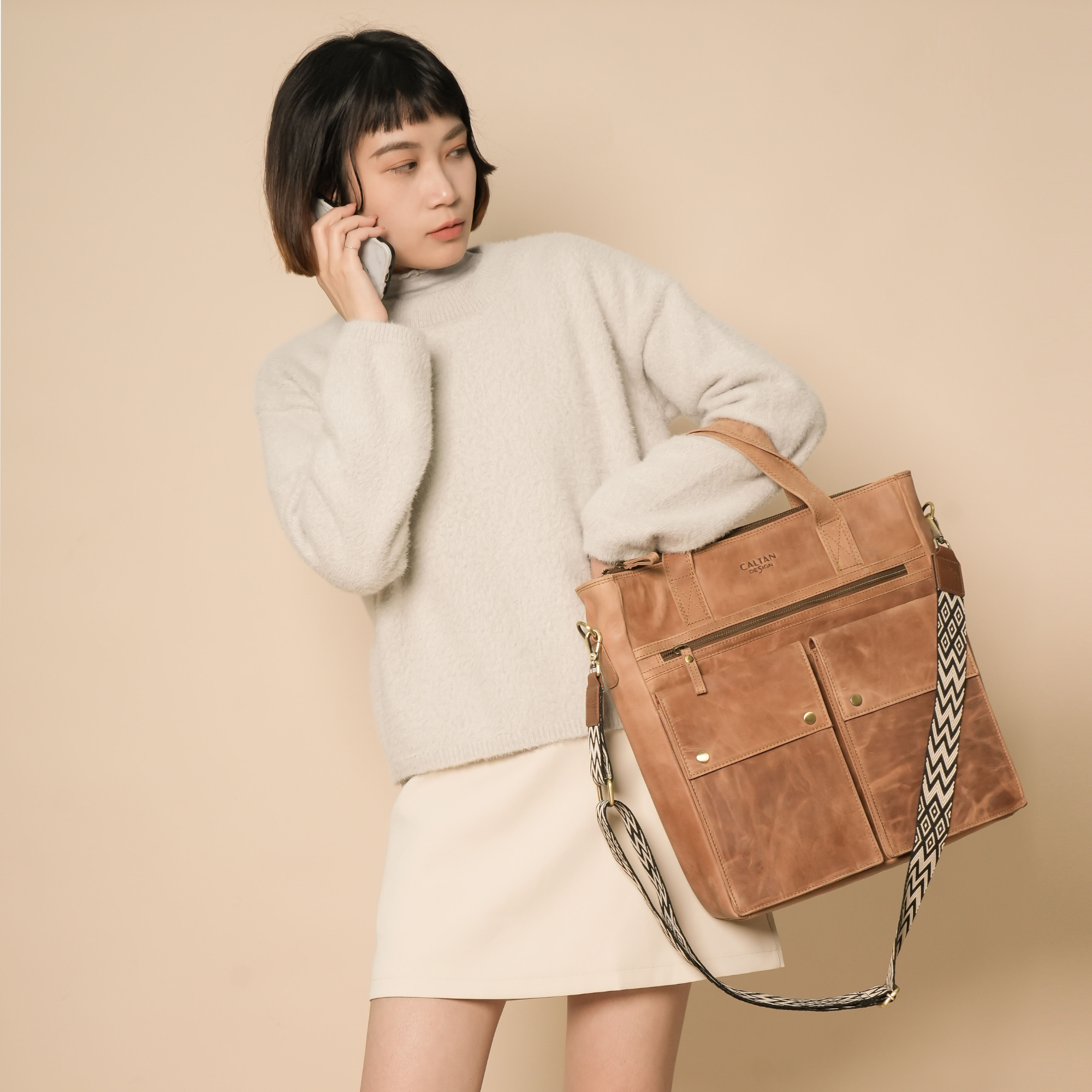 真皮休閒TOTE包-兩色(4916)