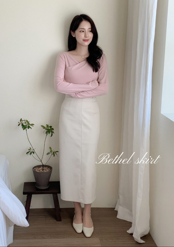 Bethel 優雅順身直筒長裙( 2 colors) (附腰帶)