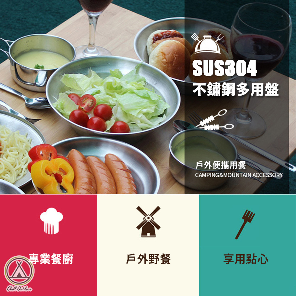 不鏽鋼圓形餐盤－多尺寸