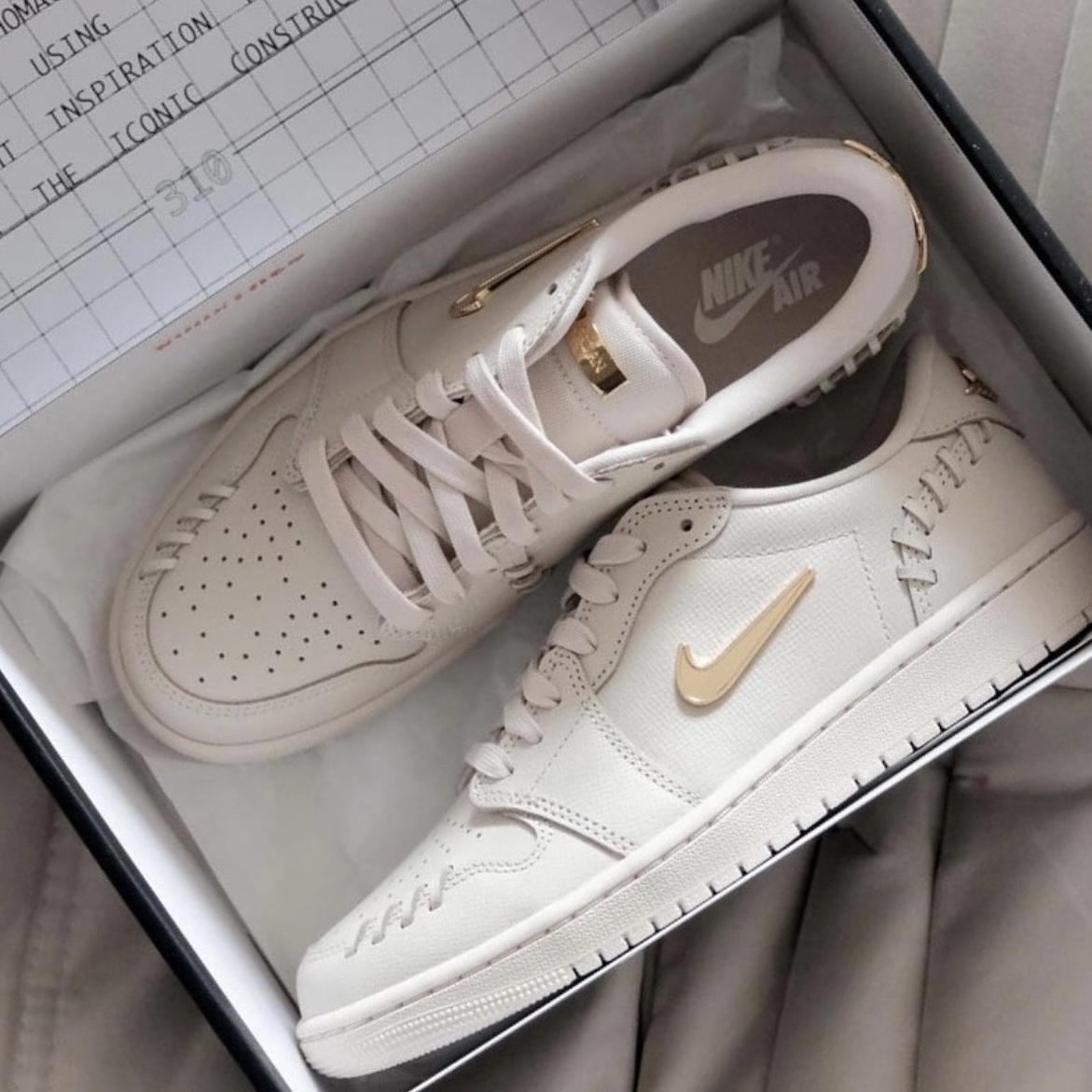 零碼-23.5-Nike Air Jordan 1 Low Method of Make “Legend Light Brown” 奶油編織金標